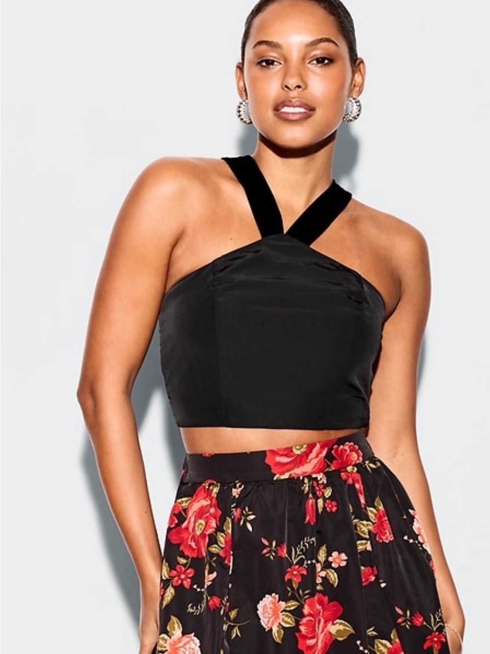 NWT Old Navy The Occasion Black Cross-Front Crop Top